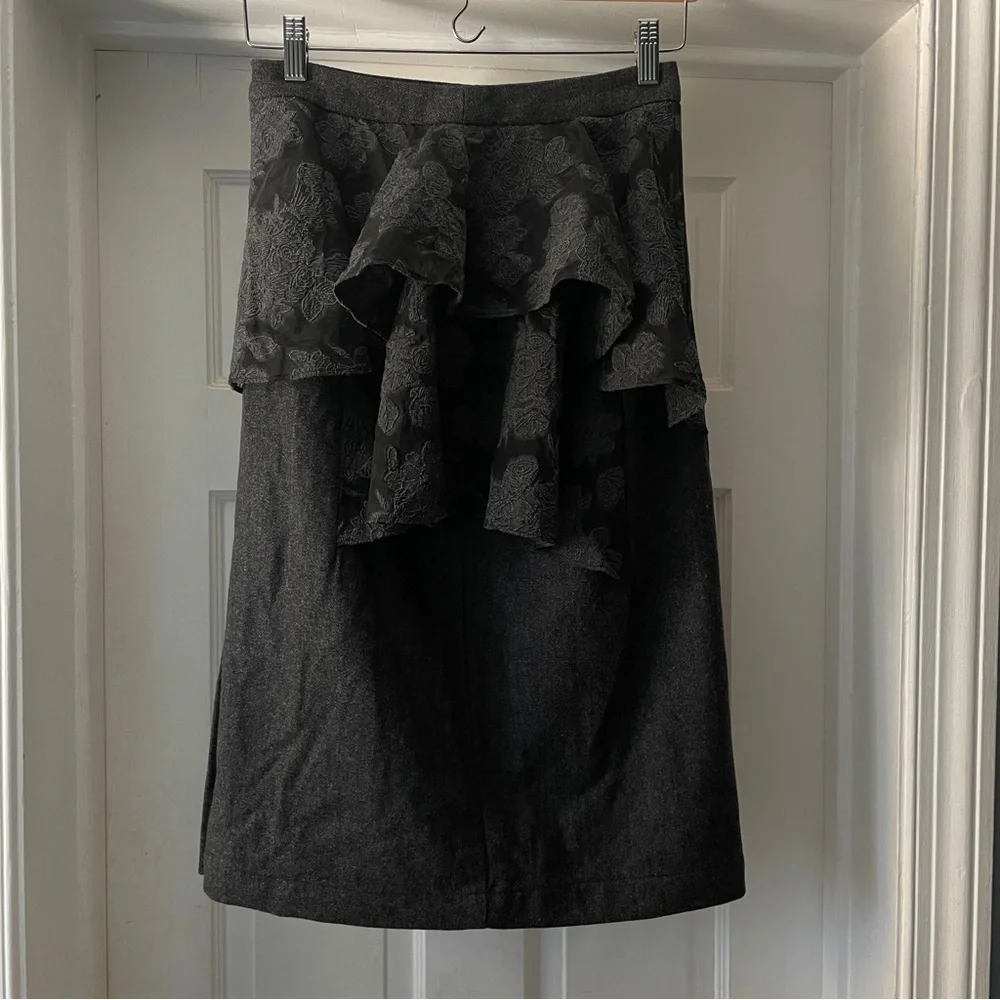Sea New York Dark Grey Pencil Skirt Damask Lace Size XS